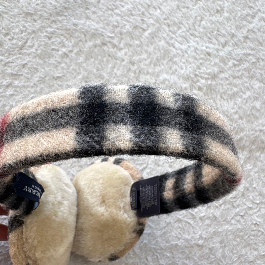 バーバリーロンドン カシミヤウールイヤーマフ ノバチェック柄 ボア