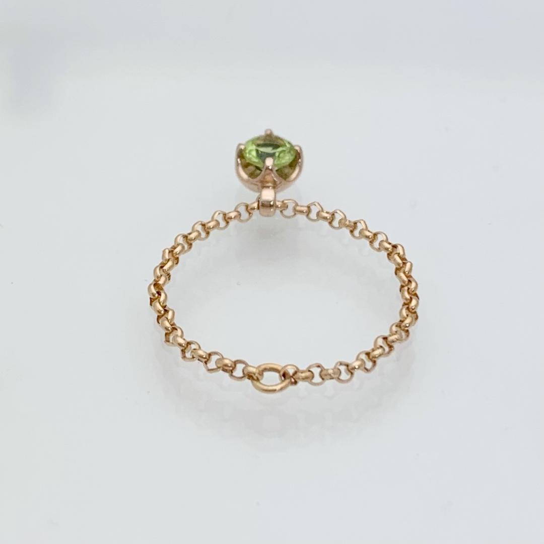 新品 ペリドット チェーンリング 0.26ct K18PG