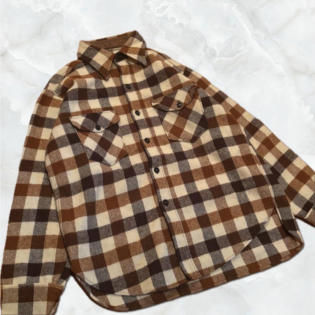 60s-70s L.L.Bean ウールシャツ　Lサイズ 筆記体タグ