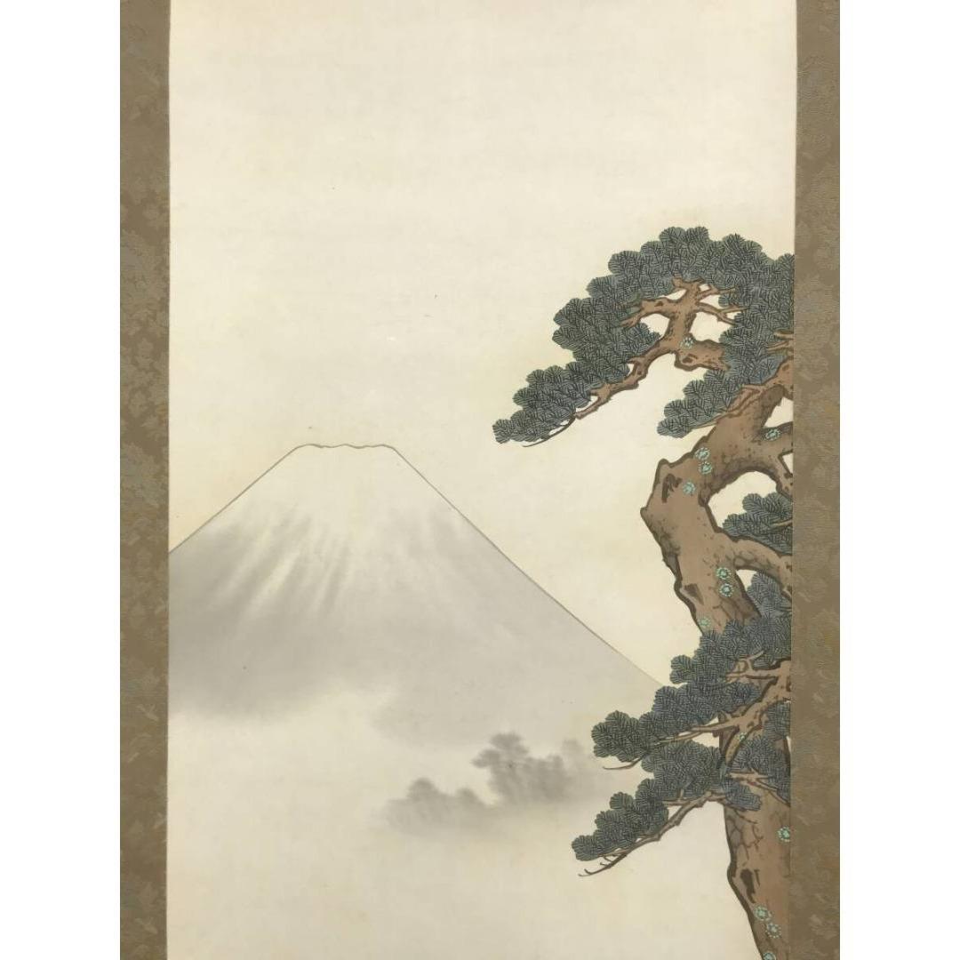 真作/歌川春光/東下り図/人物図/富士山/掛軸☆宝船☆AK-803