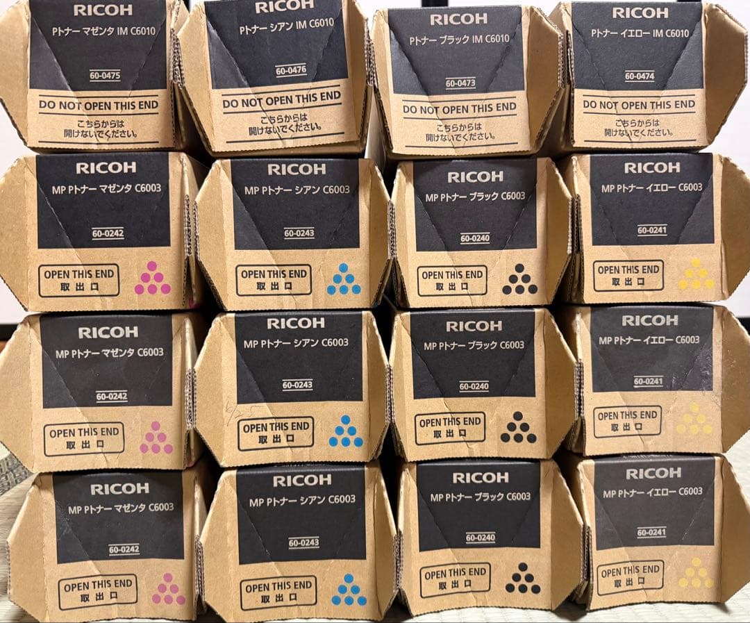 RICOH MPトナーC6003各色12本 Pトナー6010各色4本計16本 - メルカリ