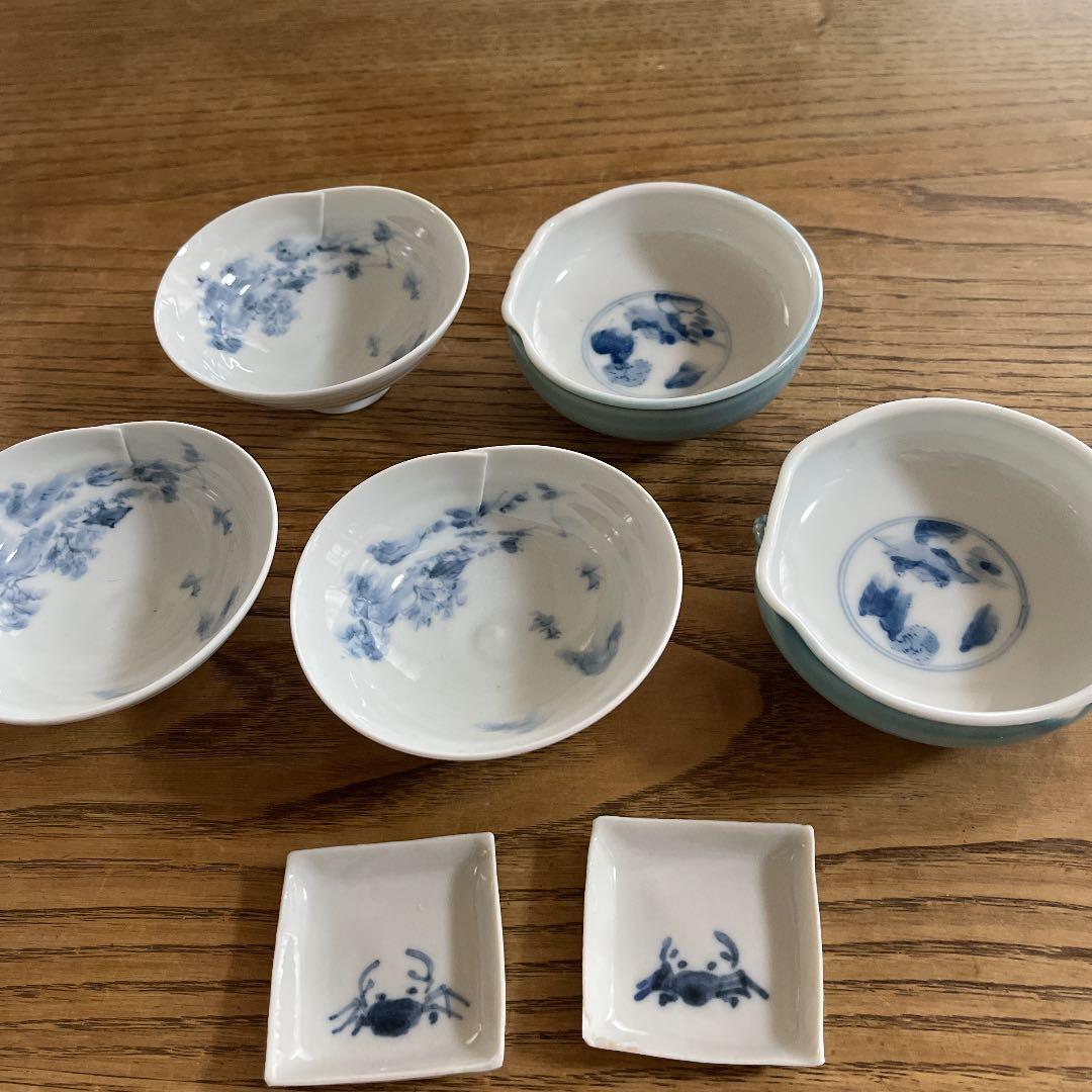 骨董品 古い皿 豆皿 醤油皿 小鉢 アンティーク 染付け 手描き 時代物