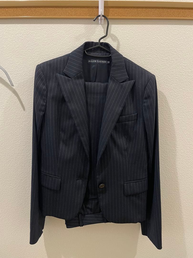 Ralph Lauren ネイビー ストライプ ジャケット サイズ11 ポロラルフローレン ダブルテーラードジャケット ストライプ 現行
