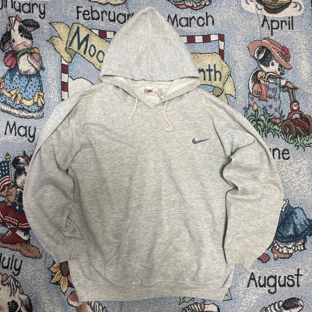 NIKE ナイキ 90s パーカー 刺繍ロゴ アッシュグレー 銀タグ 白タグ