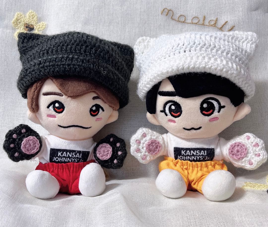 ちびぬい服　猫ニット帽　肉球手袋