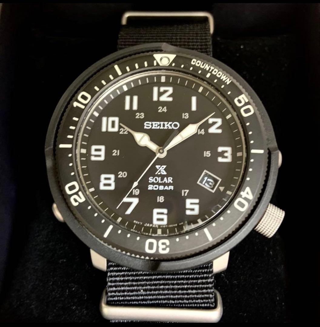 美品】 SEIKO プロスペックス ツナ缶 ソーラー SBDJ027 ブラック