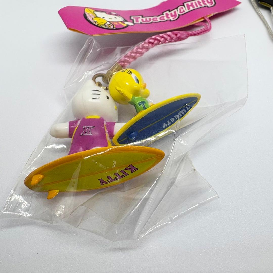 激レア　ハローキティ　トゥイーティー　根付け　ストラップ　サーフィン　バイク