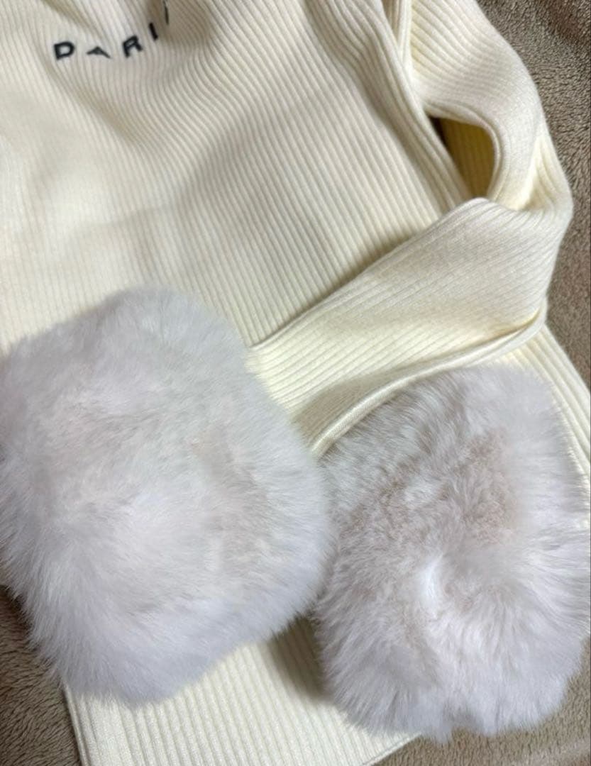 Darich スムースファーリブニットトップス IVO 袖ファー即日発送可