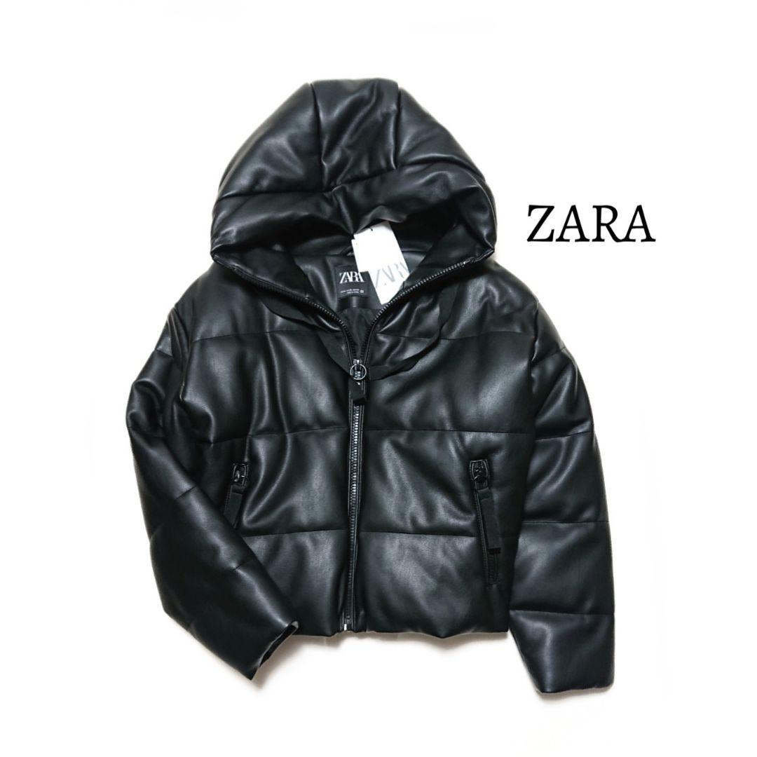 専用】新品 ザラ ZARA ショート丈 ダウン フェイク レザー ジャケット