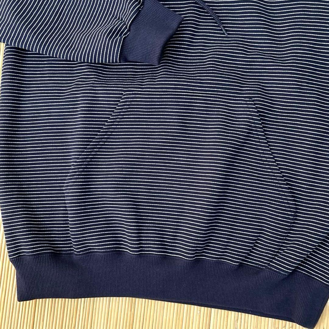 希少 ENNOY エンノイ ボーダー フーディー スウェット ネイビー S