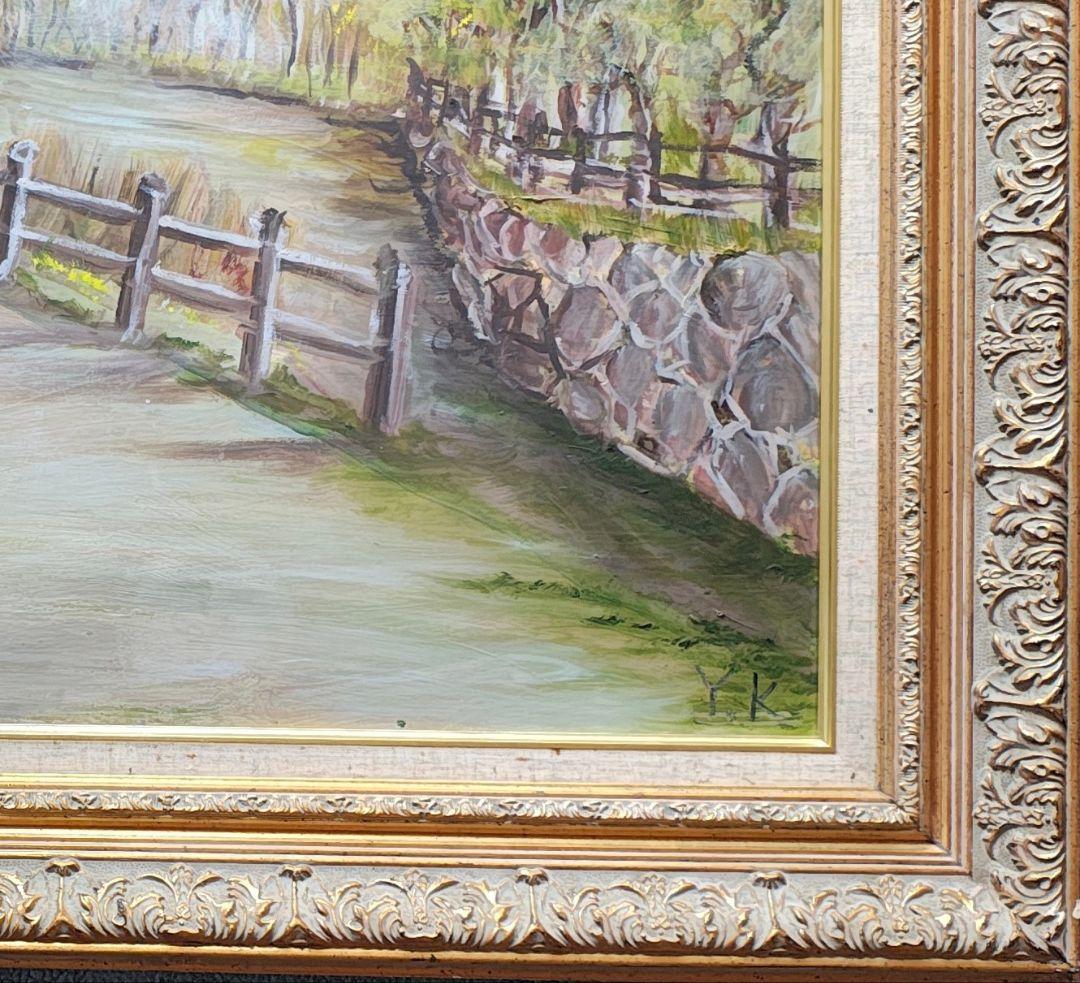 F30号】大型 高級装飾額 アクリル付 風景画 油絵入 個展 店舗什器