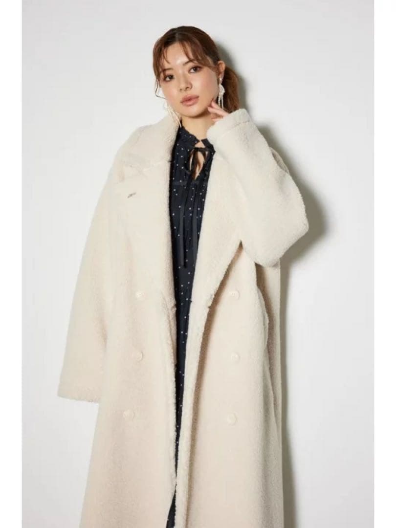 rienda リエンダ テディボア2WAYロングコート IVOY S アイボリー