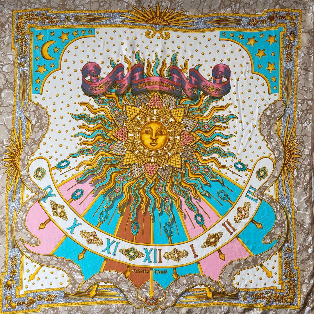 エルメス カレ90 大判 スカーフ シルク100% 太陽 月 星 HERMES - メルカリ