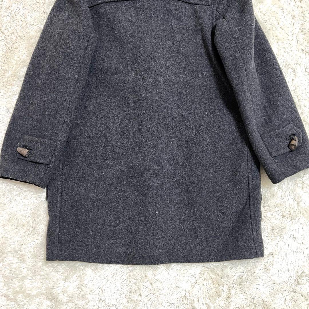 Burberryバーバリー ダッフルコート チェック レザー トグル グレー M