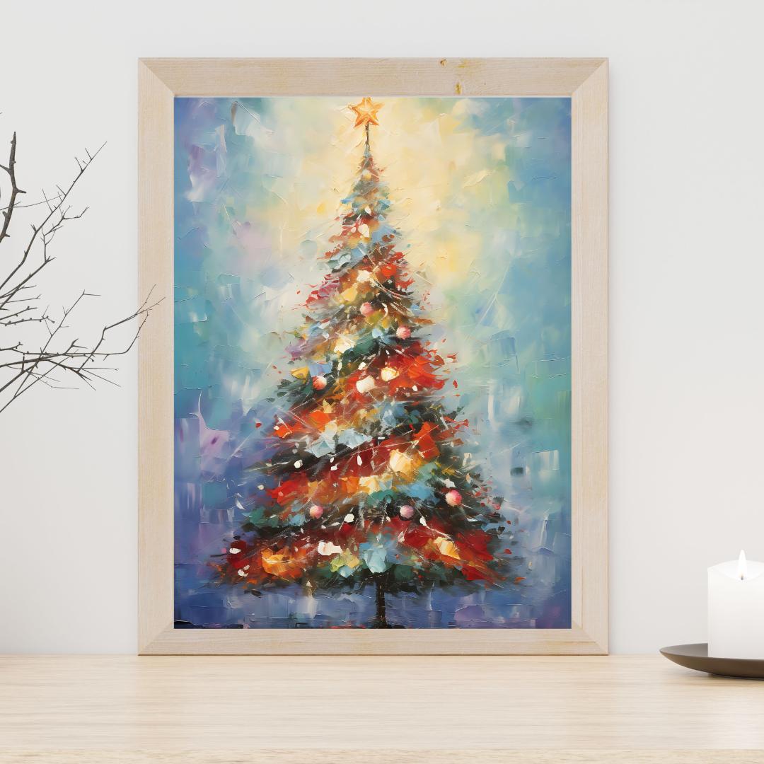 XS25-C】A3 クリスマスツリー クリスマスアート ウィンター 油絵