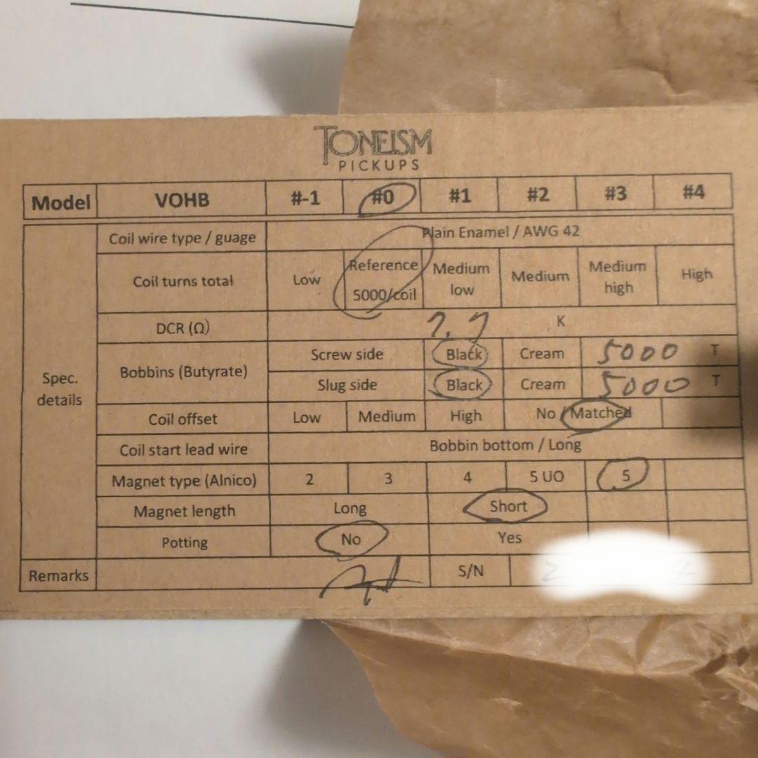 TONEISM PICKUPS ハムバッカー アルニコV