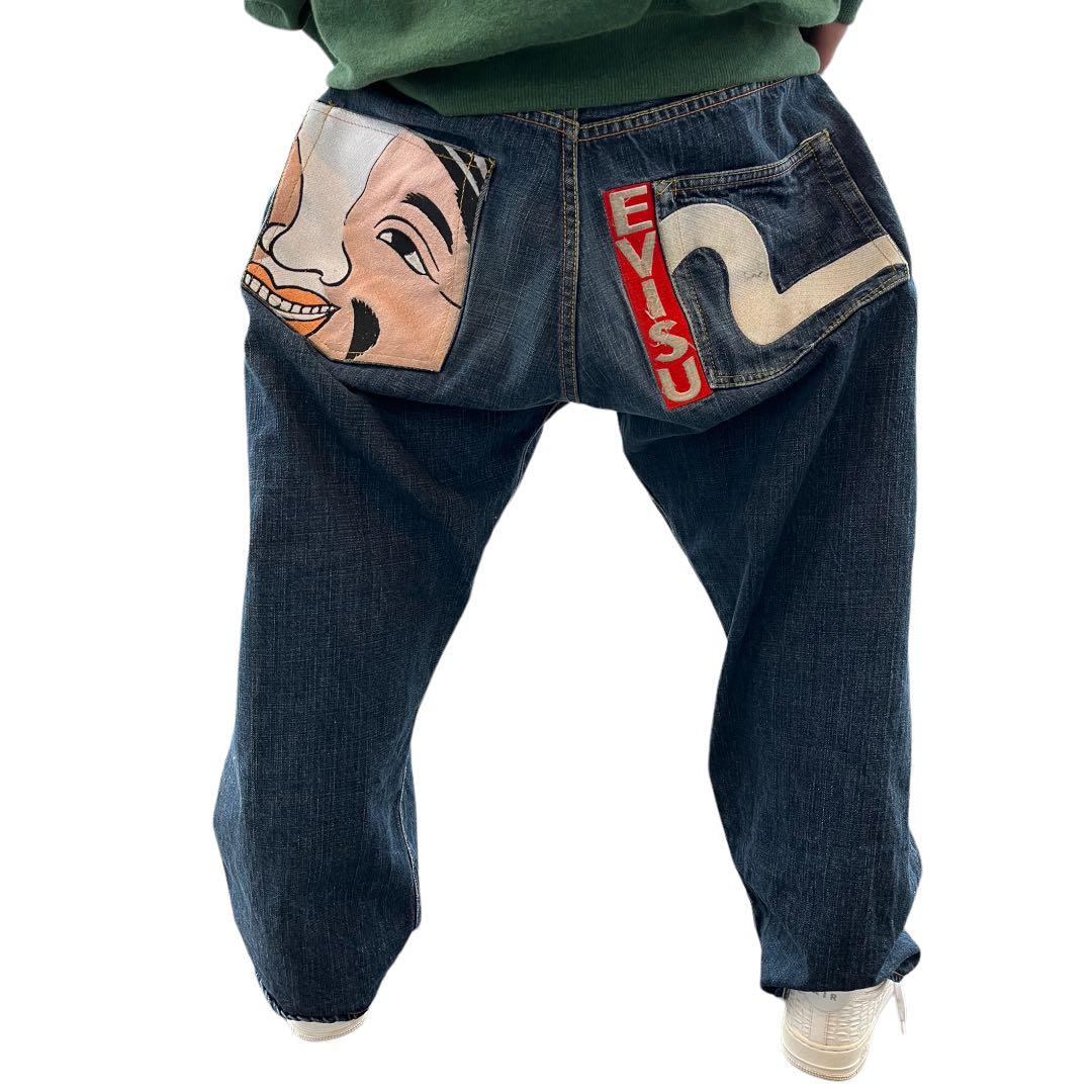 超希少 極太 EVISU 極厚 刺繍 デニムパンツ エヴィス - メルカリ
