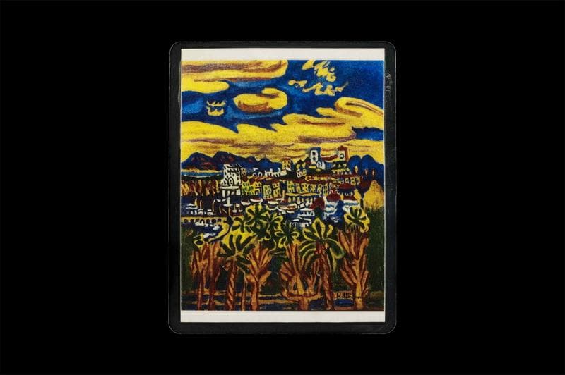 梅原龍三郎　油彩　肉筆『カンヌ』表と裏サイン　美術館シール　F8号　額　b813