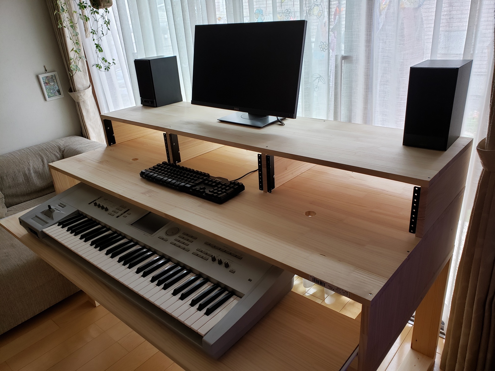 DTMデスク S-152-70 3Uラック付き キーボード シンセサイザー DAW