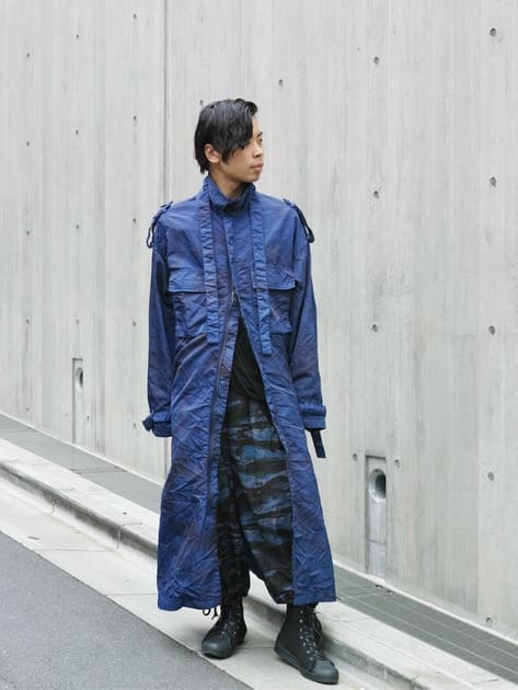 SPECK DYED NYLON CROSS MILITARY DRESS SHIRT(XS NAVY): Vintage