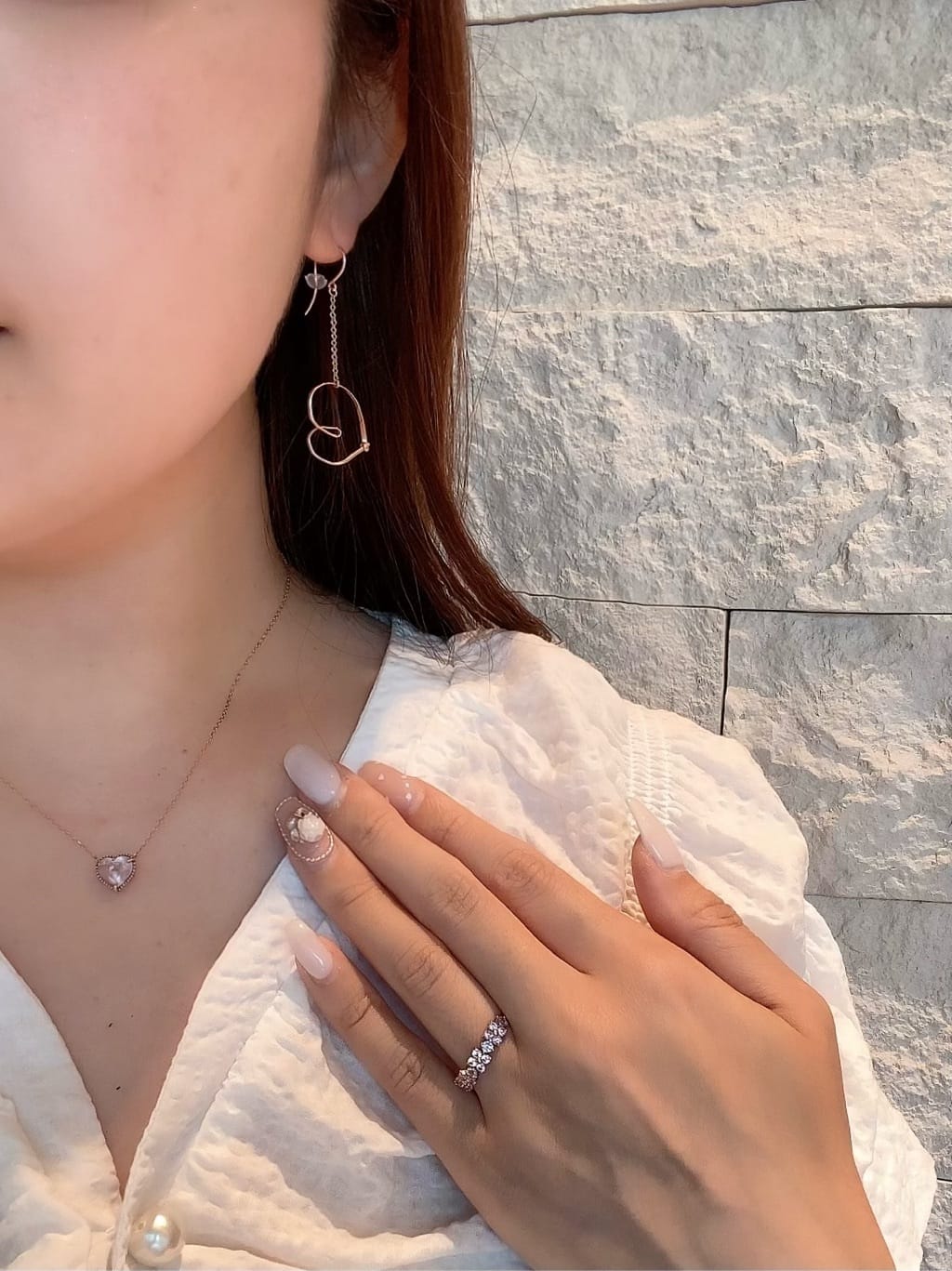 フラワーモチーフバンド リング(9号 SILVER PGメッキ