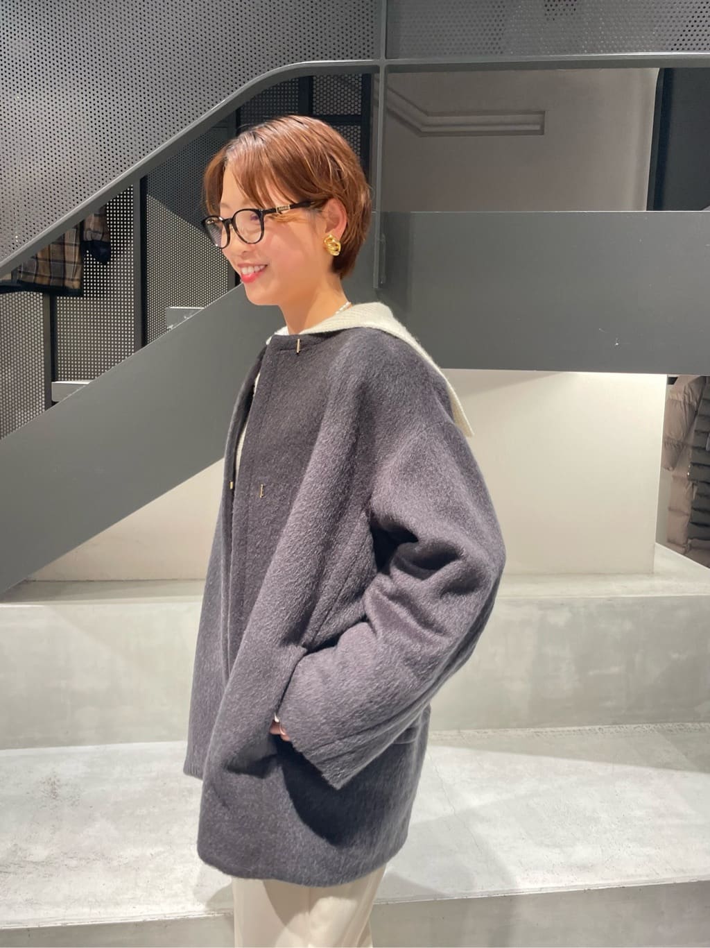 MA様専用 IENA モヘアシャギーハーフコート グレー38 IENA モヘア