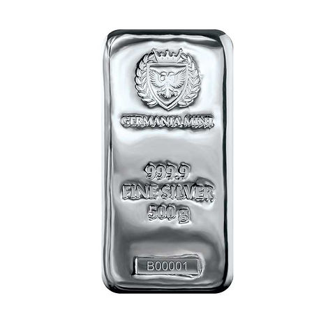 500グラム 純銀 9999インゴット ジャーマニア・ミント製[purity: 99.9