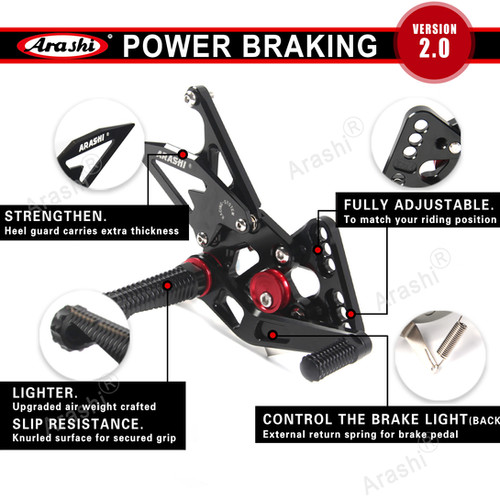Arashi V2.0 Adjustable Rearsets For KAWASAKI Ninja ZX-10R ZX1000