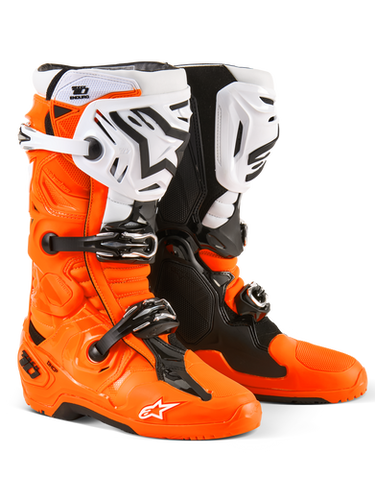 Alpinestars Tech 10 Enduro Boots - Fluorescent Orange/Black/White