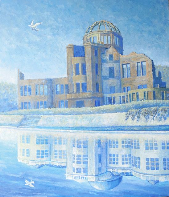 原爆ドーム描き、守る 秩父・恩田トシオさん アクリル画制作を20年以上