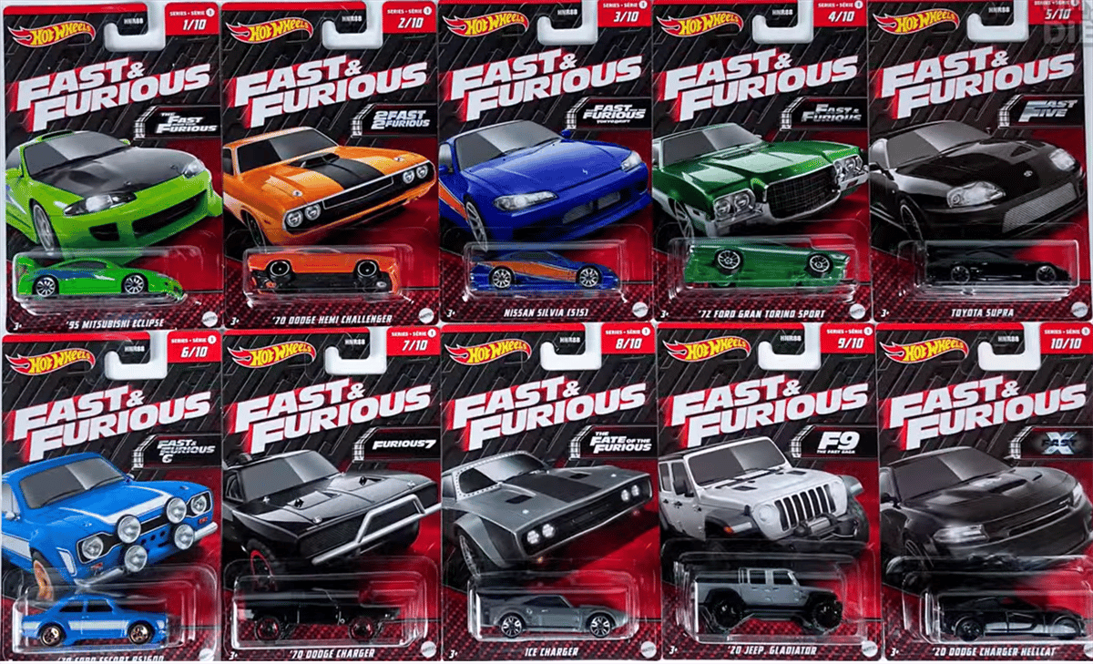 Hot Wheels Fast&Furious Temalı Araçlar 10'lu Set
