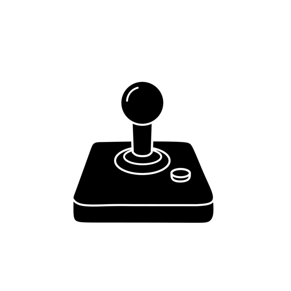 Classic Joystick Icon A Nostalgic Black and White Illustration of