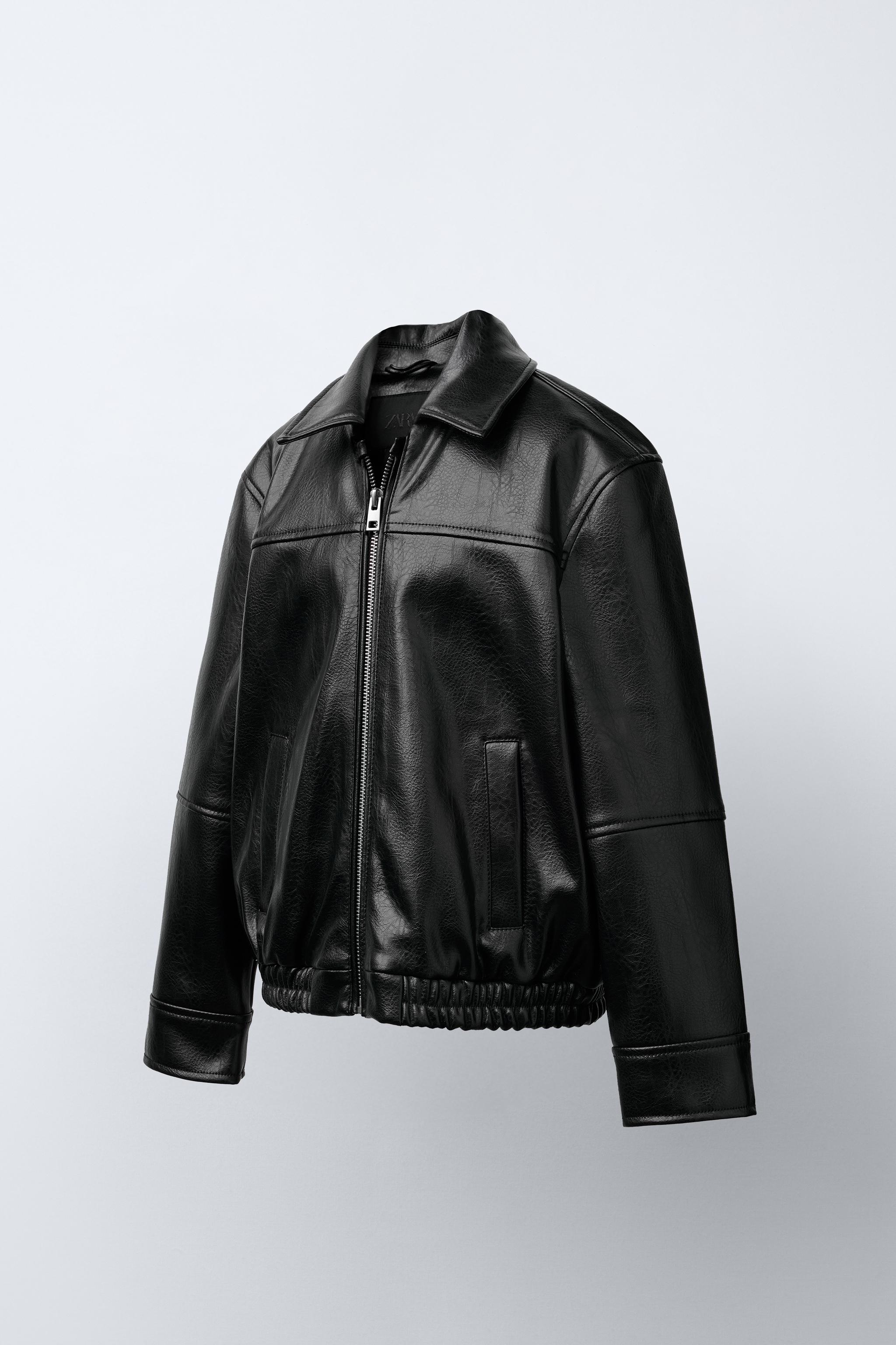 フェイクレザーボンバージャケット - ブラック | ZARA Japan / 日本