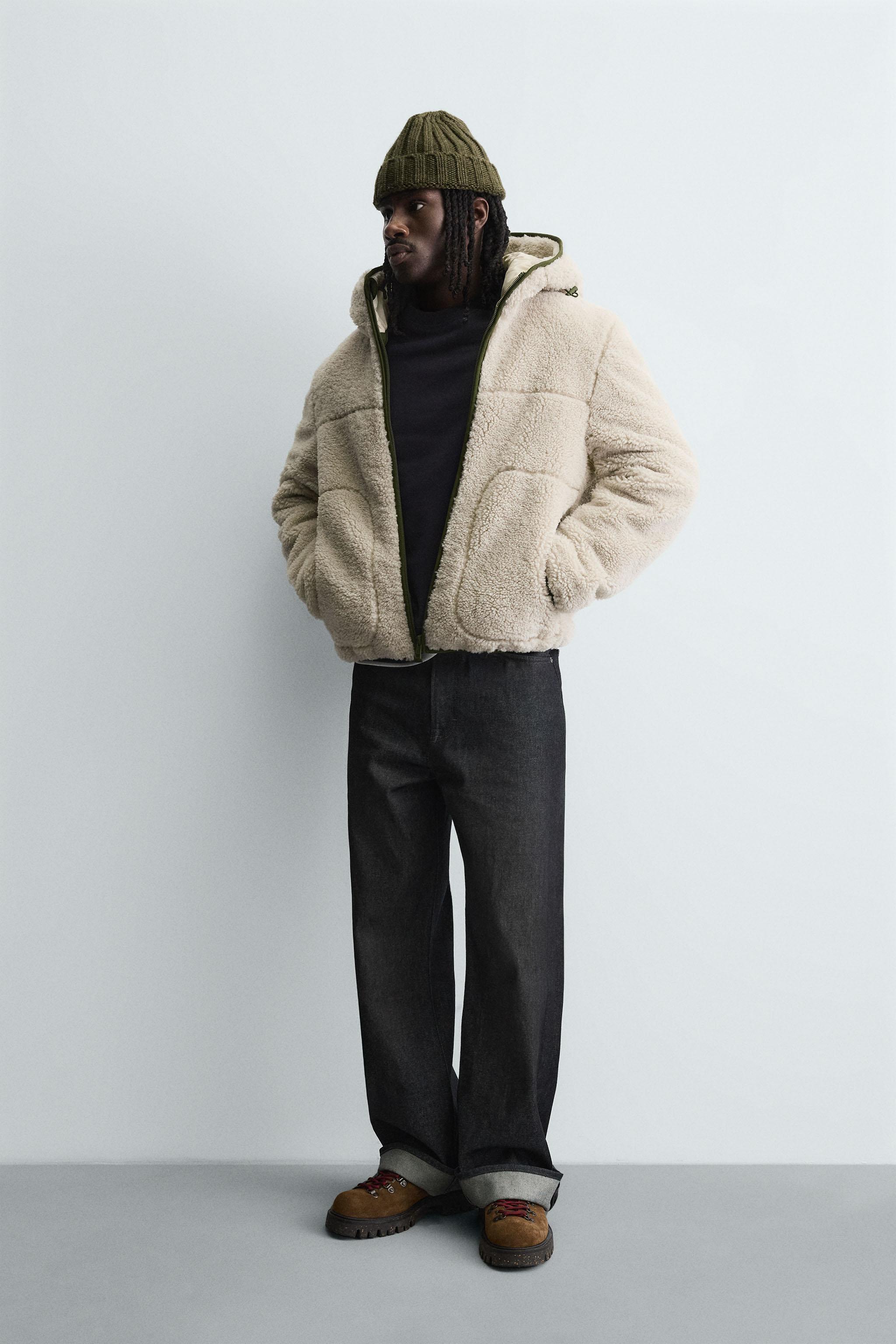 フェイクシープスキンコントラストジャケット - オフホワイト | ZARA
