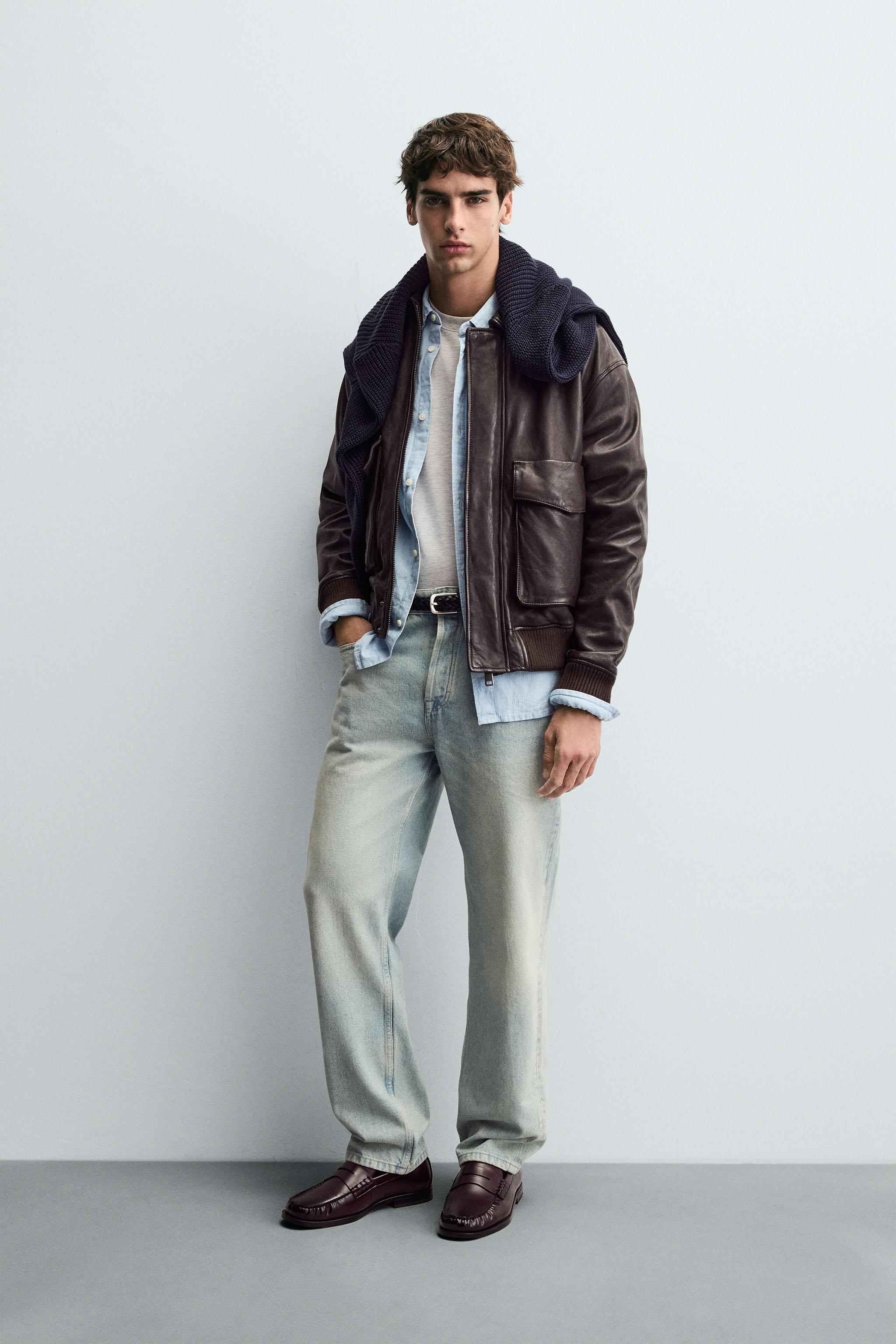 LEATHER POCKET JACKET - Brown | ZARA United States
