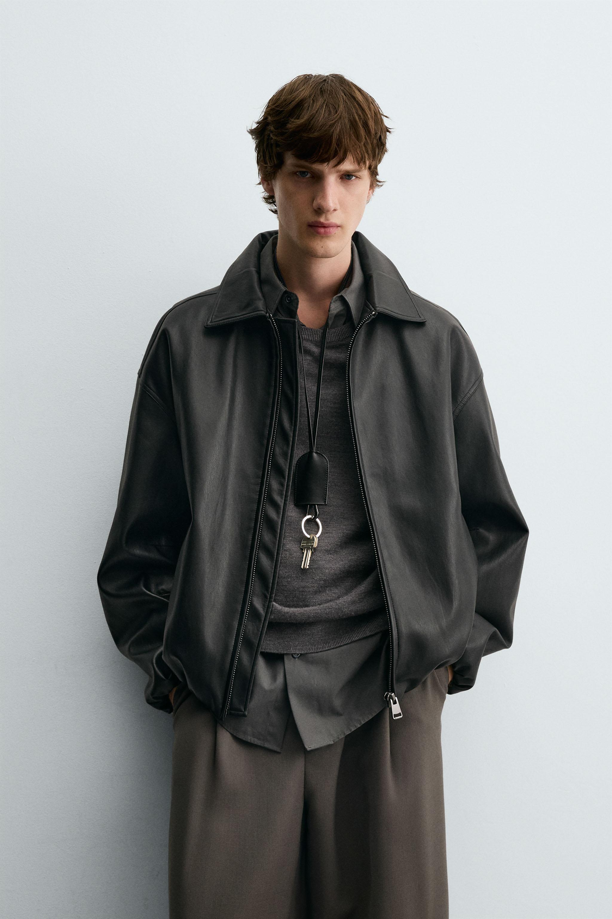 フェイクレザーボンバージャケット - ブラック | ZARA Japan / 日本