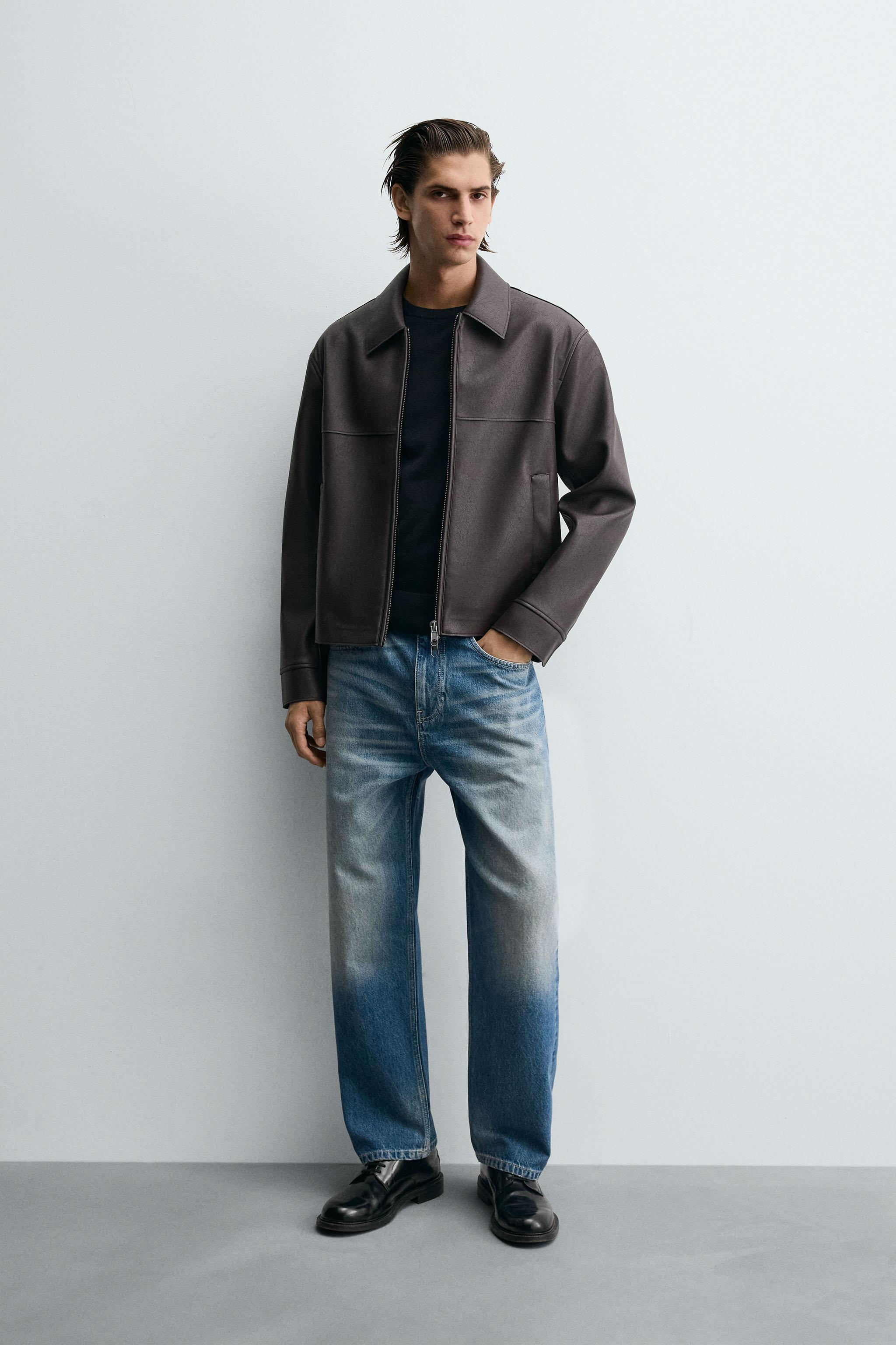 フェイクレザージャケット - バーガンディ | ZARA Japan / 日本