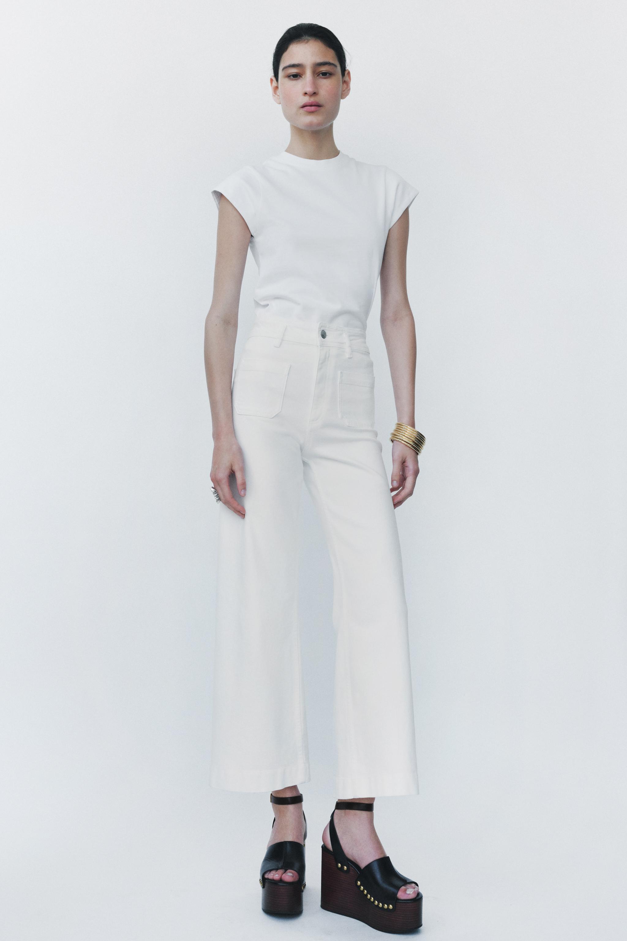 ZW COLLECTION WIDE-LEG ハイライズ デニムパンツ - オフホワイト