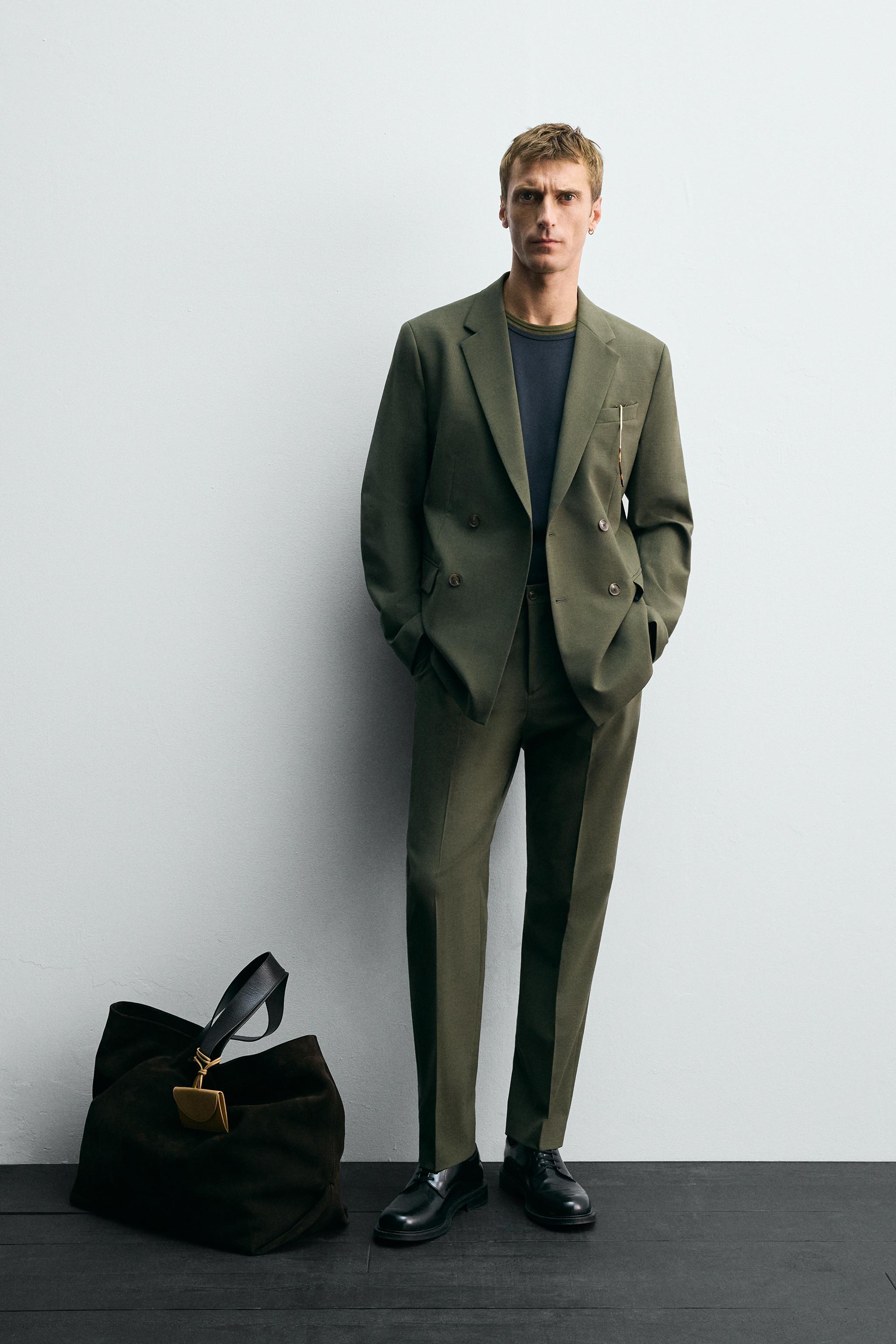 ダブルブレスト仕様ウールスーツブレザー - グリーン | ZARA Japan / 日本