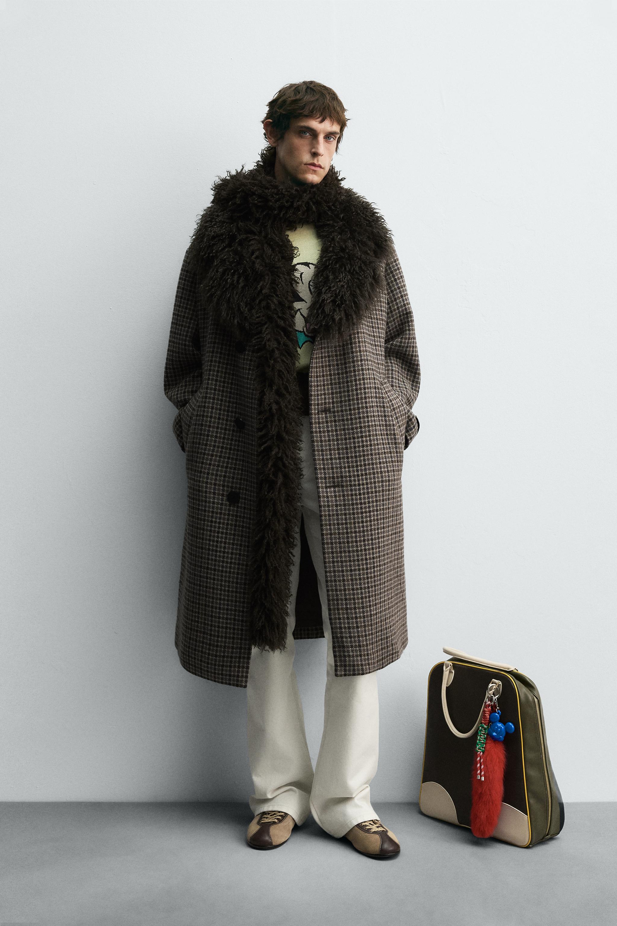 チェック柄コンビコート HARRY LAMBERT FOR ZARA X DISNEY - ブラウン