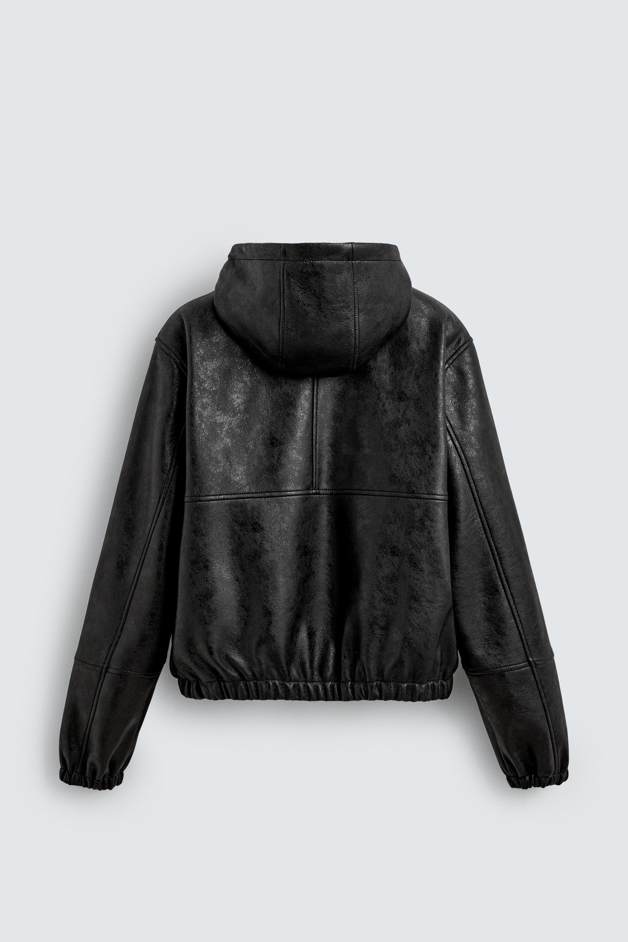 フェイクレザー フーデッド ジャケット - ブラック | ZARA Japan / 日本