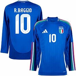 adidas Italy Home L/S R.Baggio 10 Jersey 2024-2025 (Official Printing)