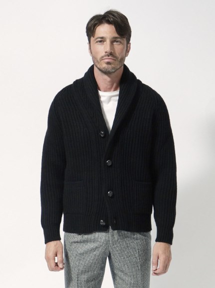 3ゲージ】ウールカシミヤショールカラーニット（ニット）｜MC GEORGE