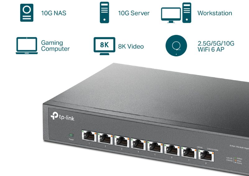 TP-Link 8ポート 10G デスクトップ/ラックマウント スイッチ [TL