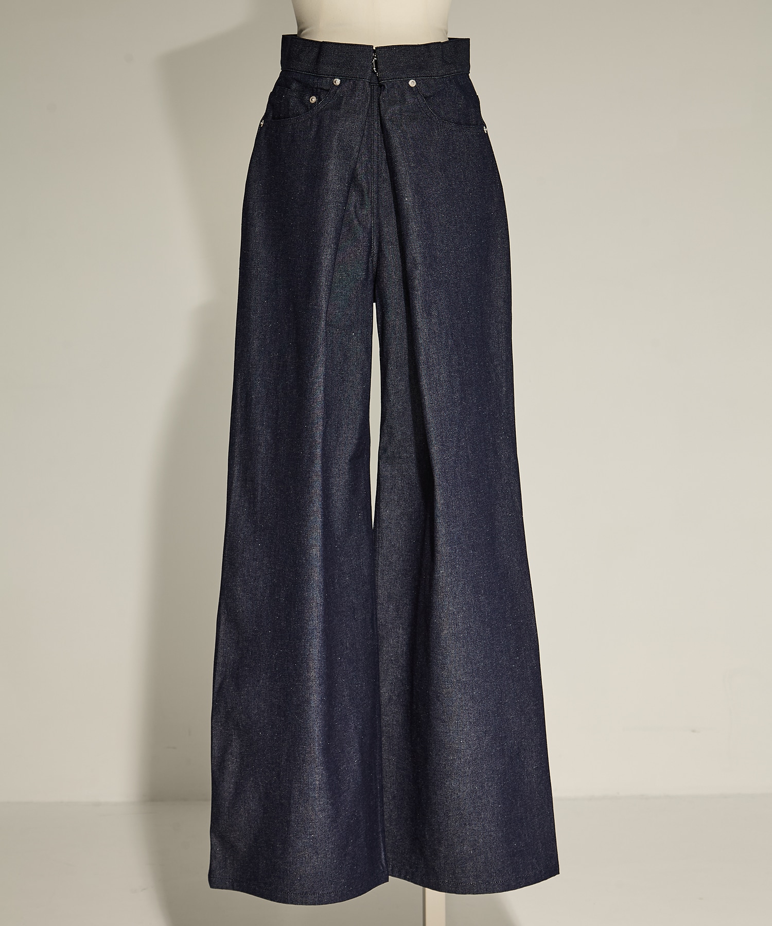 RIGID DENIM WIDE PANTS (SHORT LENGTH)(XS BLACK): JOHN LAWRENCE
