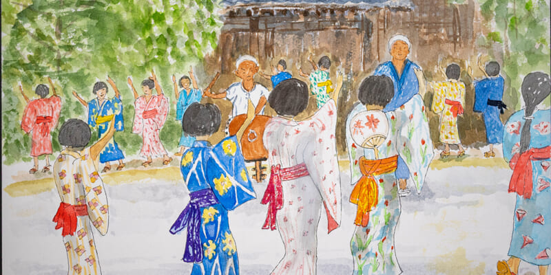 写真からよみがえる｜移りゆく浦安の風景を描く『善福寺 盆踊り』絵
