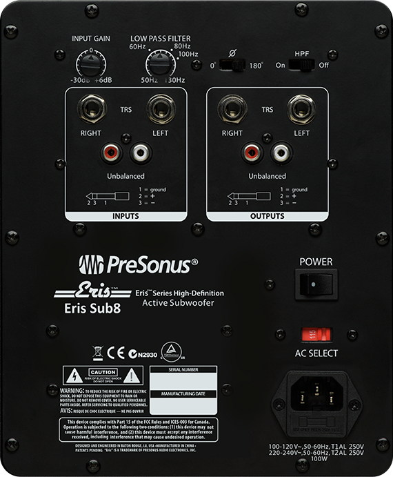 Eris 8 Sub: Getting Connected – Knowledge Base | PreSonus