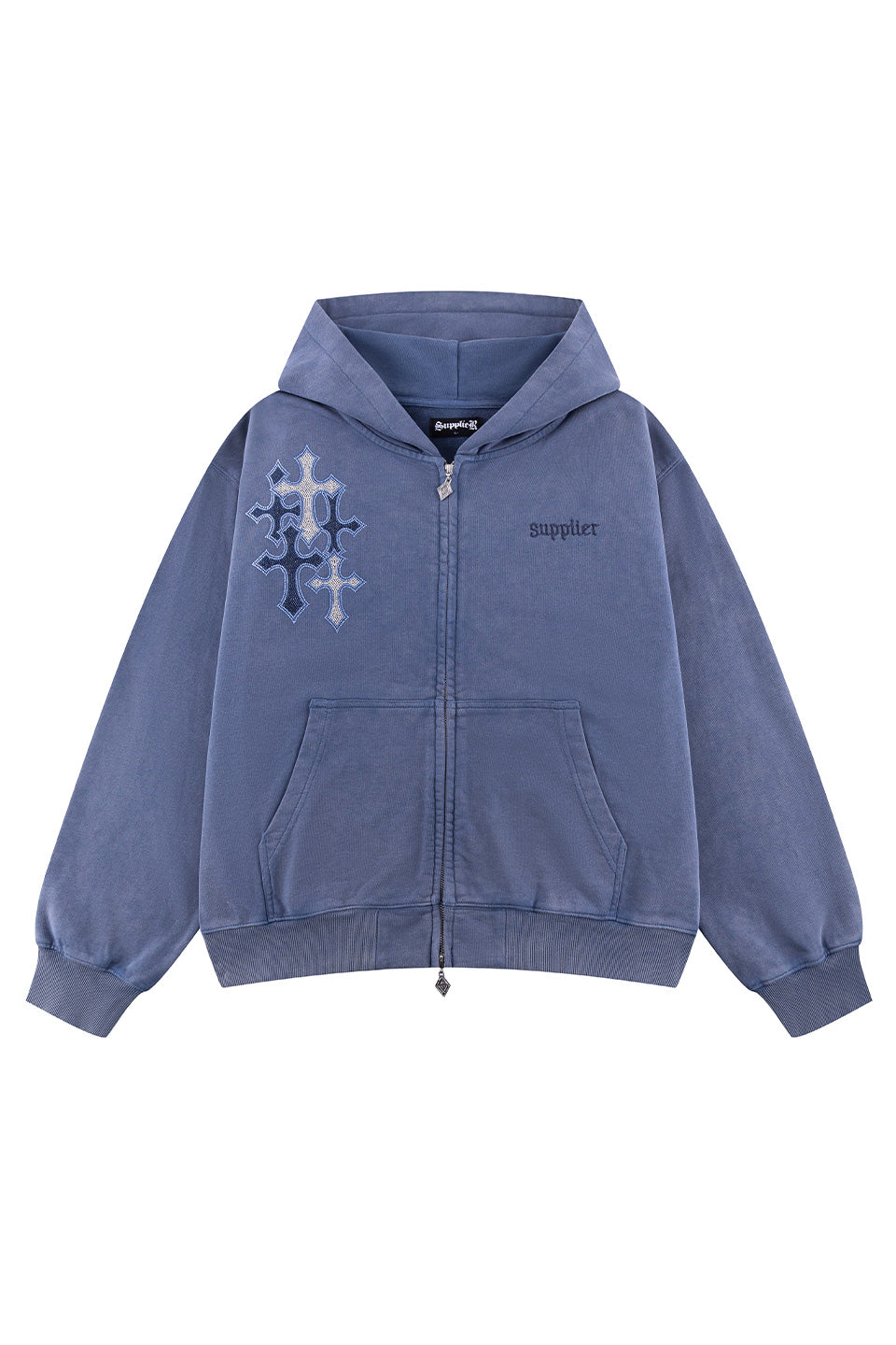 Multiple Cross Rhinestone Zip Hoodie｜SUPPLIER｜フーディー