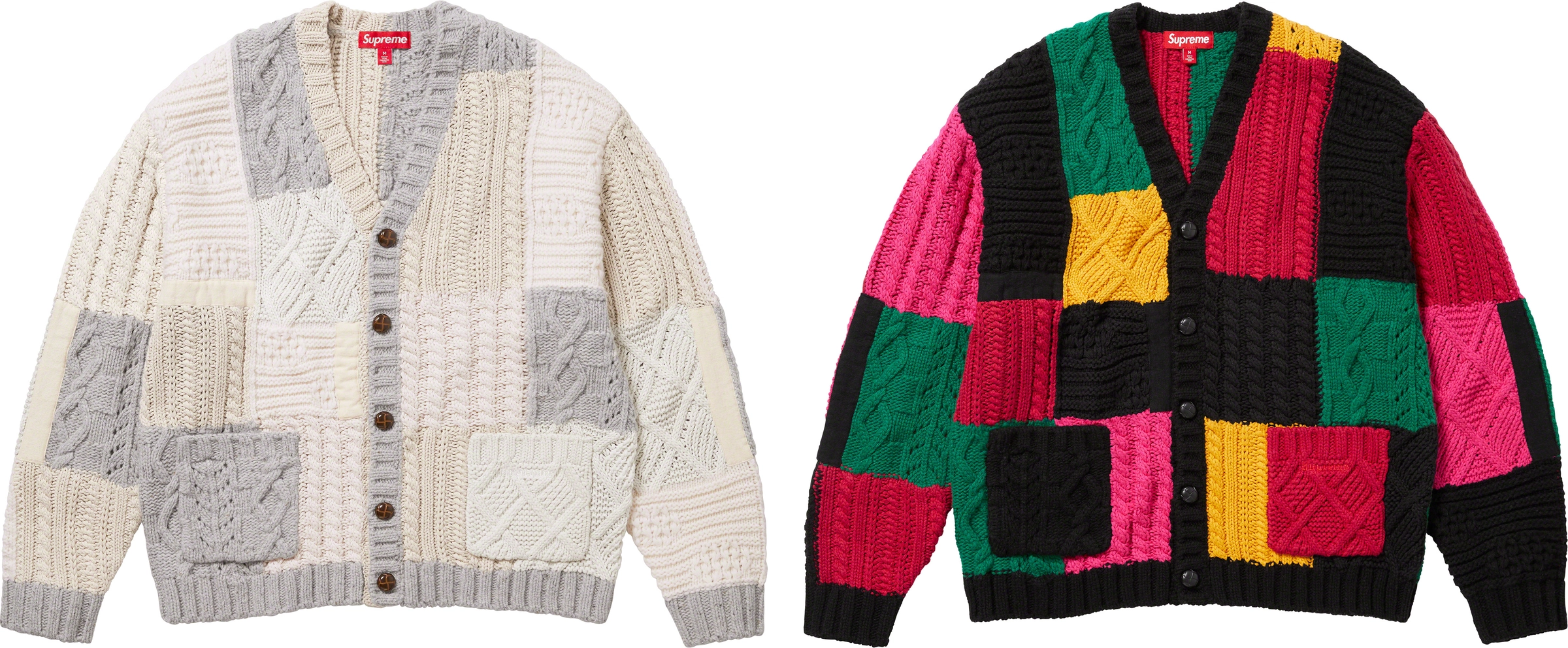 Patchwork Cable Knit Cardigan | Supreme 23fw