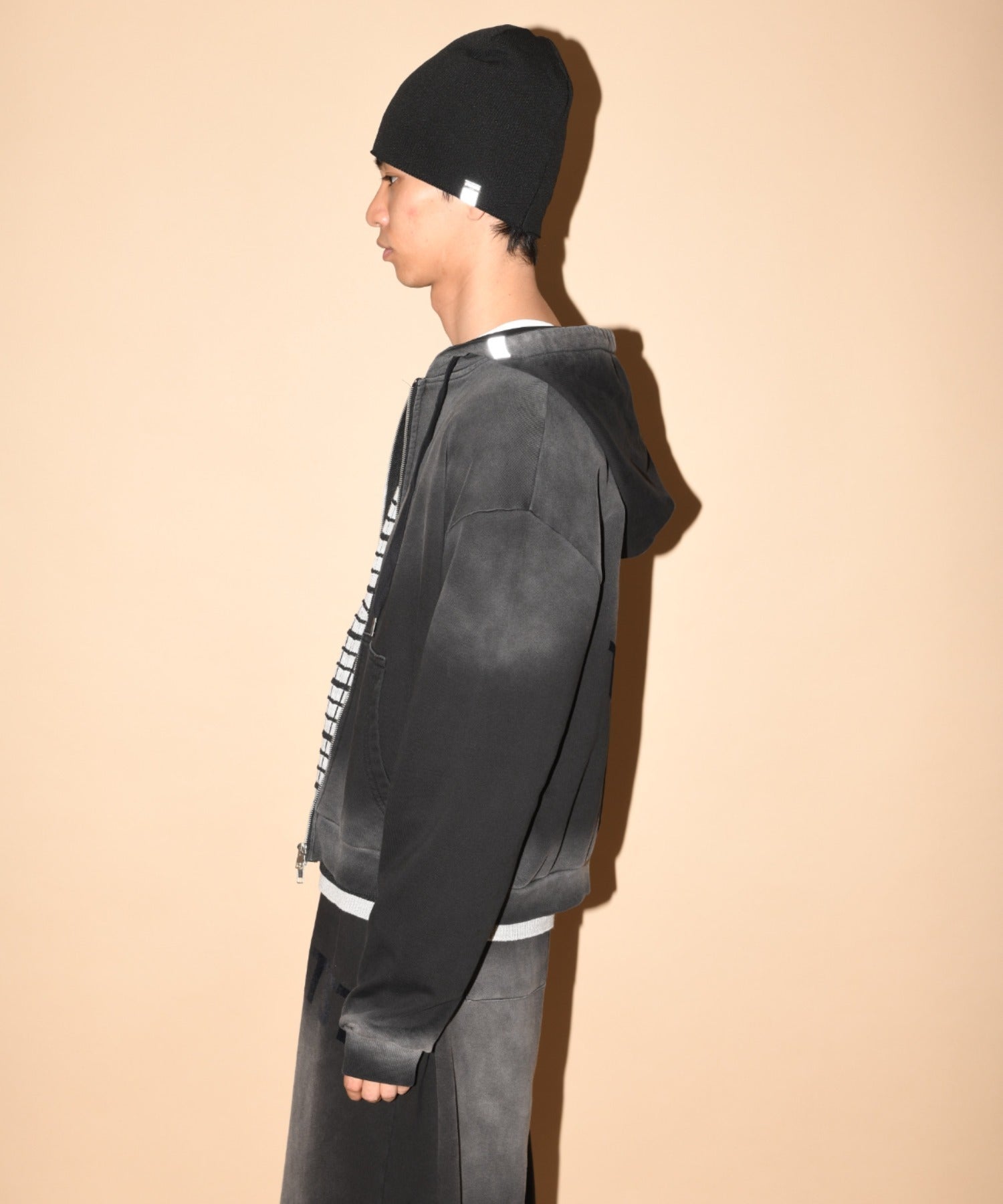 Sun faded Zip-Hoodie Sweat - black